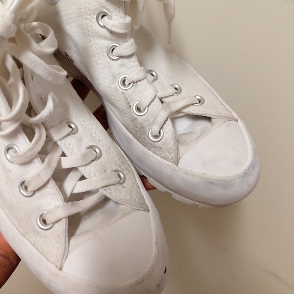 Converse Women's White Chunky Lugsole Hightop Laceup Sneakers Size 7.5 - Picture 8 of 11